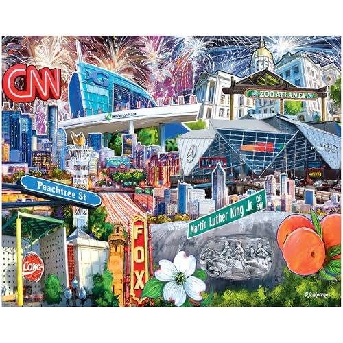 Rompecabezas White Mountain de 1000 piezas, tema collage de estado, Amo Atlanta, piezas grandes, regalo para adultos y familia, 24x30 pulgadas, Georgia miniatura 3
