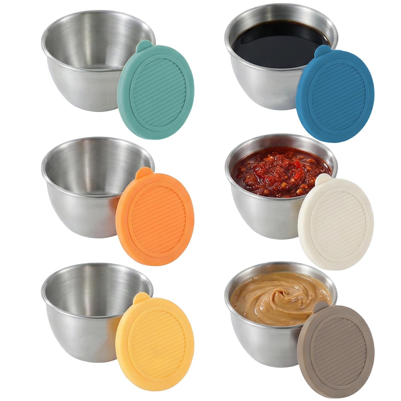 Cjytdkj Salad Dressing Container to Go, 6pcs 70ml Stainless Steel, Lids