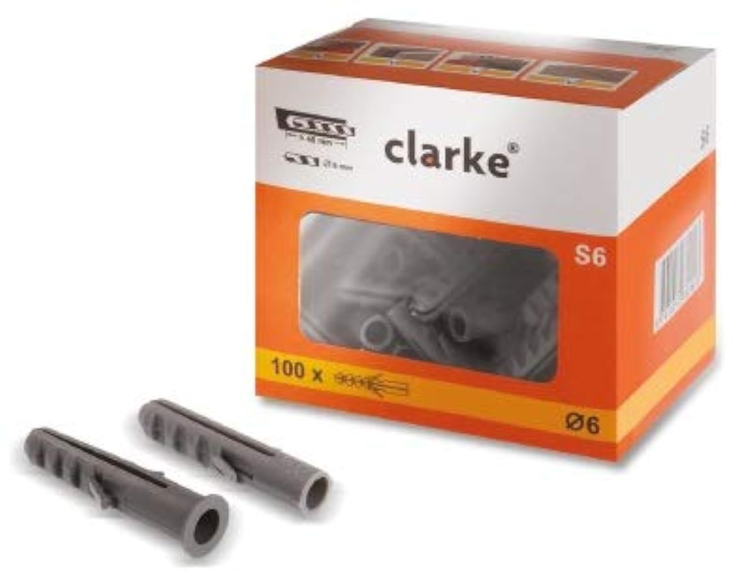 CLARKE Wall Plug Cap Type (Box of 100 Pieces), Orange/White - 8 mm