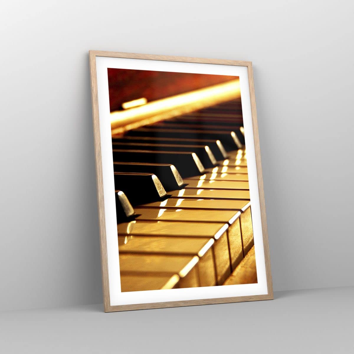 ARTTOR Poster Wandbild Kunstdruck 50x70cm Musik - 2200 - P2N | Klavier Konzert Vertikal mit hellem Eichenrahmen Wohnzimmer Schlafzimmer Küche Büro Wanddeko Kunstposter ARTTOR