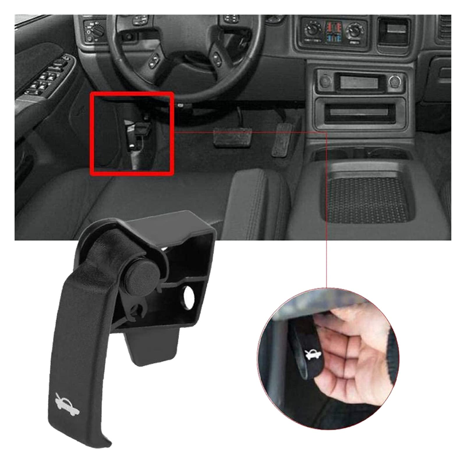 Wishful Hood Latch Release Pull Handle Fit For 1995-2007 Chevrolet Chevy GMC Cadillac Yukon Silverado Suburban Pickup Truck 15741109 (Color : Black)