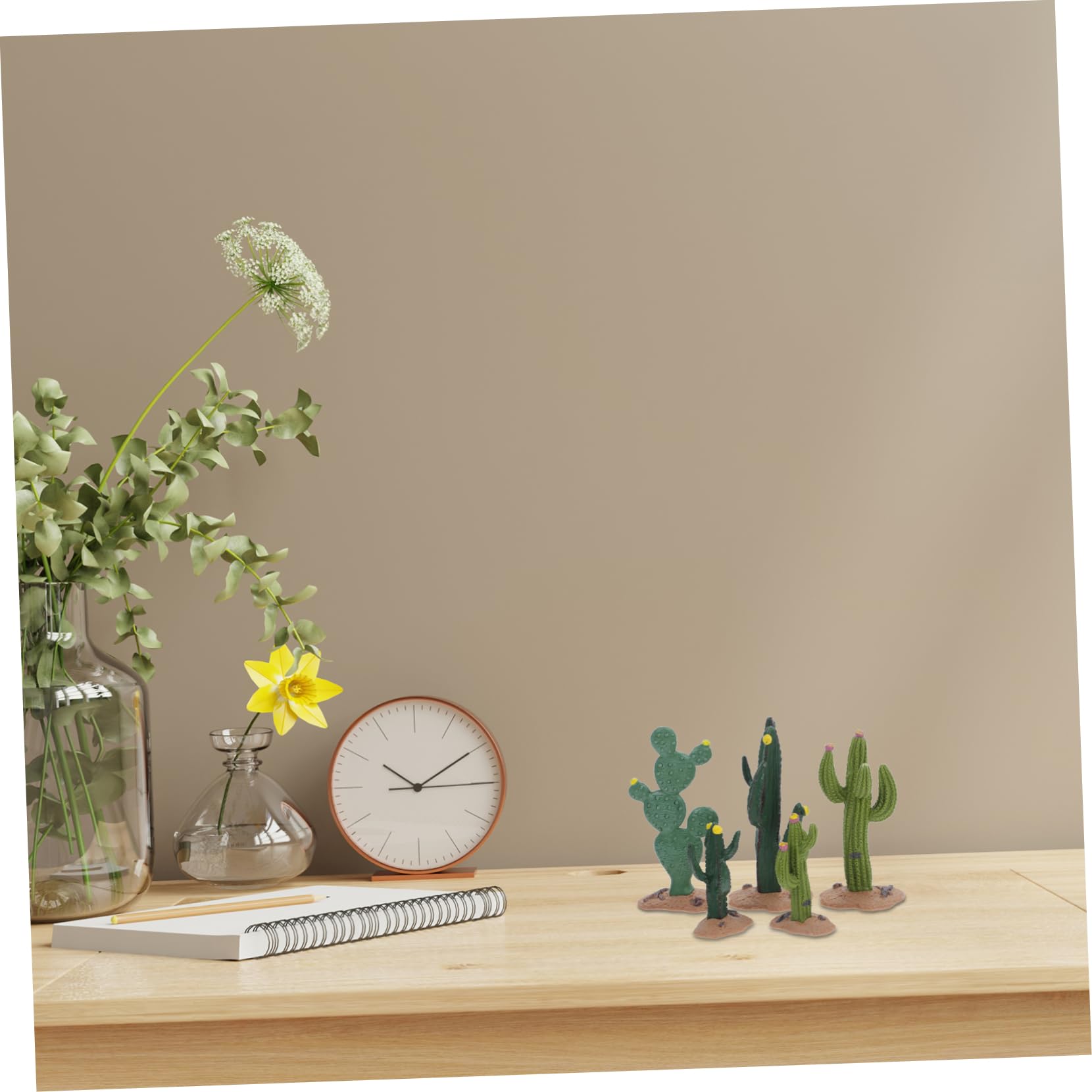 Ciieeo 20 Piezas Microdecoración paisajística Mini decoración de jardín Plantas suculentas Artificiales Tabletop Adorno de Cactus de simulación Adorno de Modelo de Planta el plastico