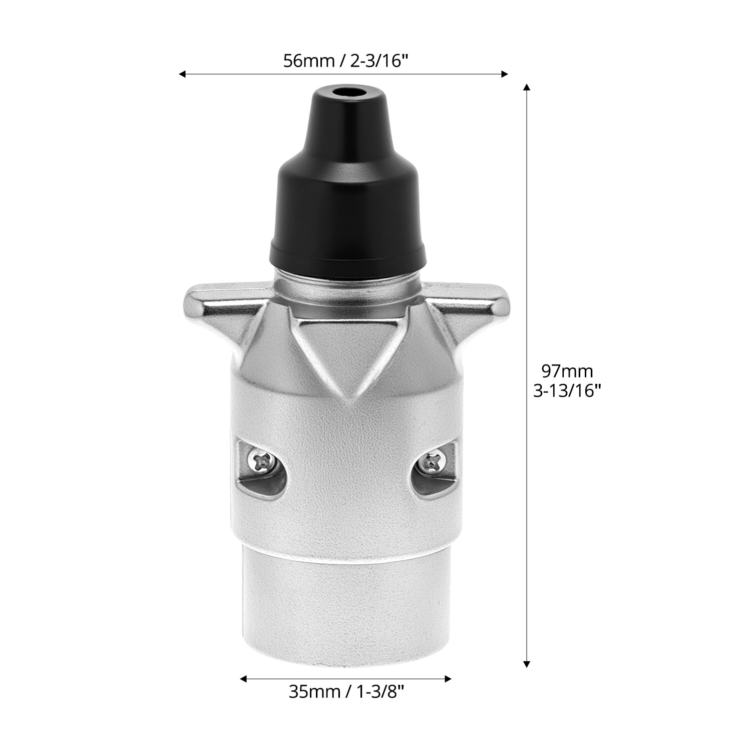 QWORK® Wtyczka do przyczep 7-pinowa z metalu wodoodpornego, obudowa z aluminium i styki z mosiądzu, dla pojazdów i przyczep 12V