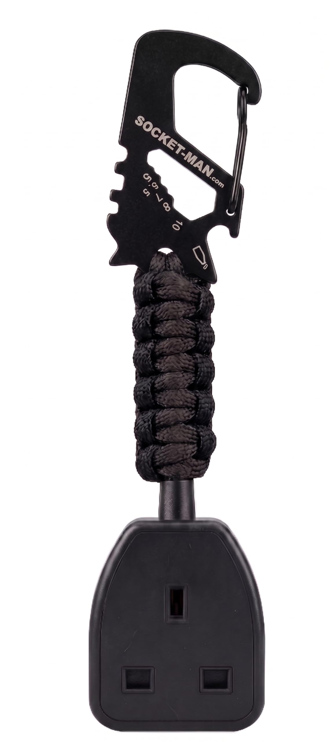Professional Socket Tester Holder with R1 & R2 Link, Carabiner Clip, Handmade Paracord, Electrician Accessory (Black)