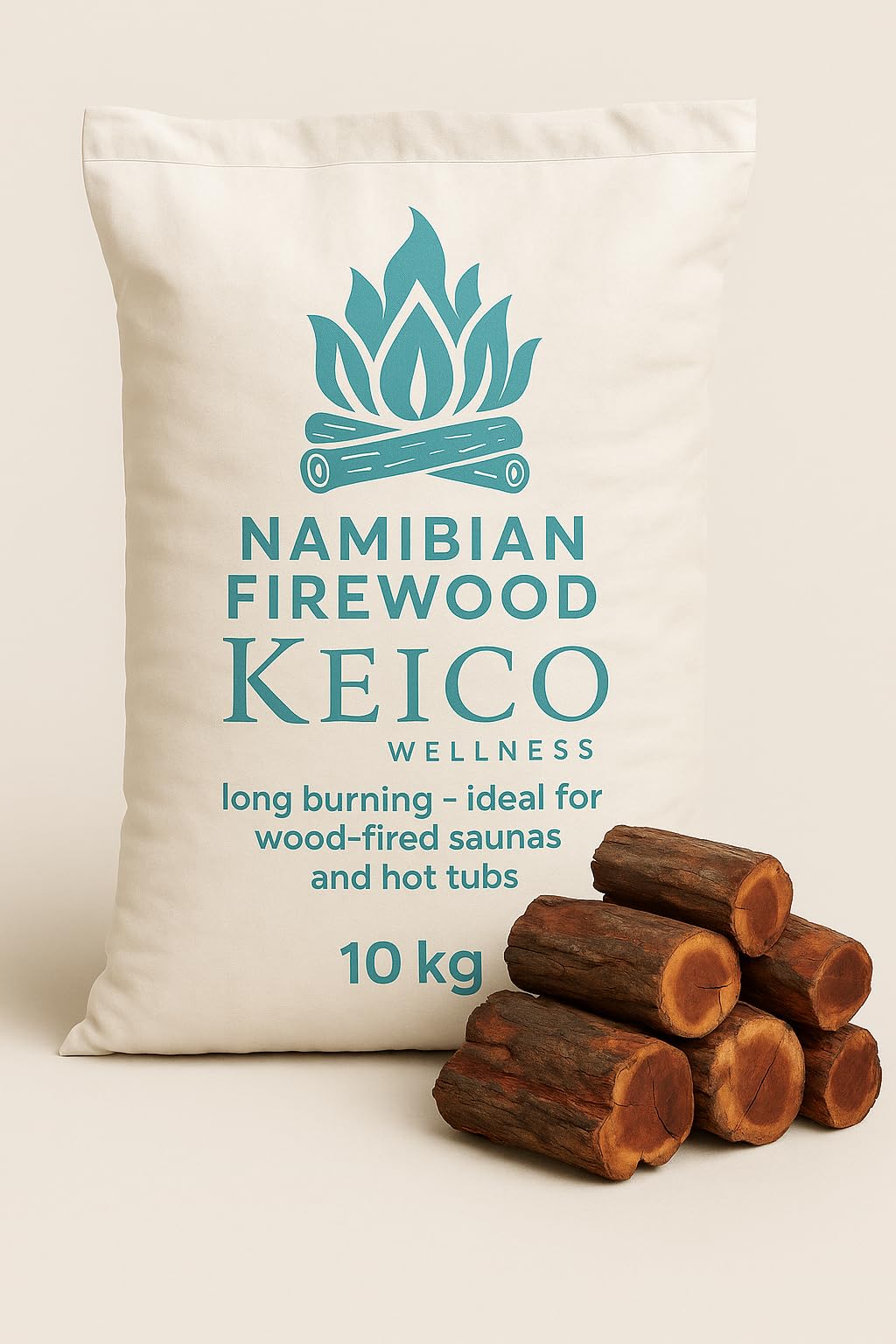 Sparkleware Brown Keico 10Kg Namibian Hardwood Kiln-Dried Firewood Logs – Dense African Braai Wood For Log Burners, Fire Pits, Chimineas & Pizza Ovens – Low Moisture, High Heat, Long Burn Time