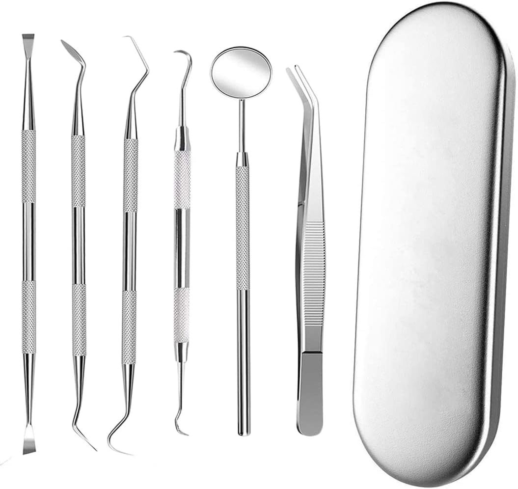 Dental Cleaning Tools Set, Medical Grade Metal Dental Hygiene Set Kit with Mouth Mirror Tartar