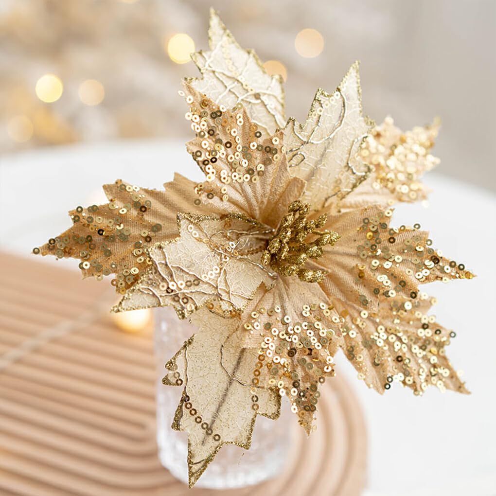 20 Set di Atmosfera Festosa con Fiori Decorazioni per L'Albero di Natale Elegante Ornamento di Natale in Stoffa Albero di Natale Facile da Realizzare in Argento Fai-da-Te