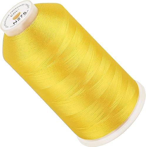 New brothread - Solo carrete enorme 5000M cada hilo de máquina de bordado de poliéster 40WT para máquinas comerciales y domésticas - amarillo