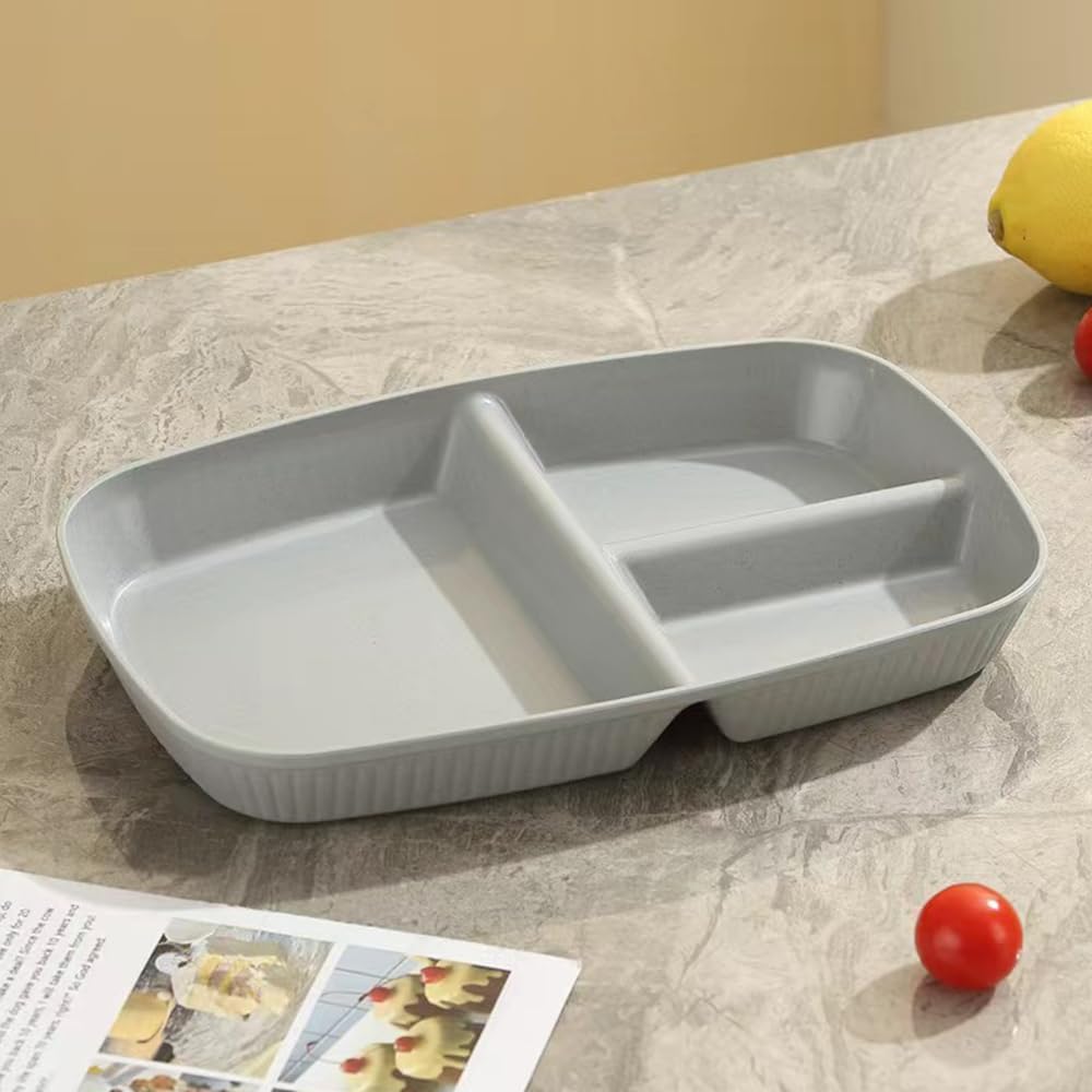 Divided Plates 10.5 Inch for Kids Adults, Portion Control Bariatric Plate, Wheat Straw Plates with 3 Compartments, Unbreakable Reusable Portion Control Plates, BPA Free (Grey Series-4PACK) - Image 4
