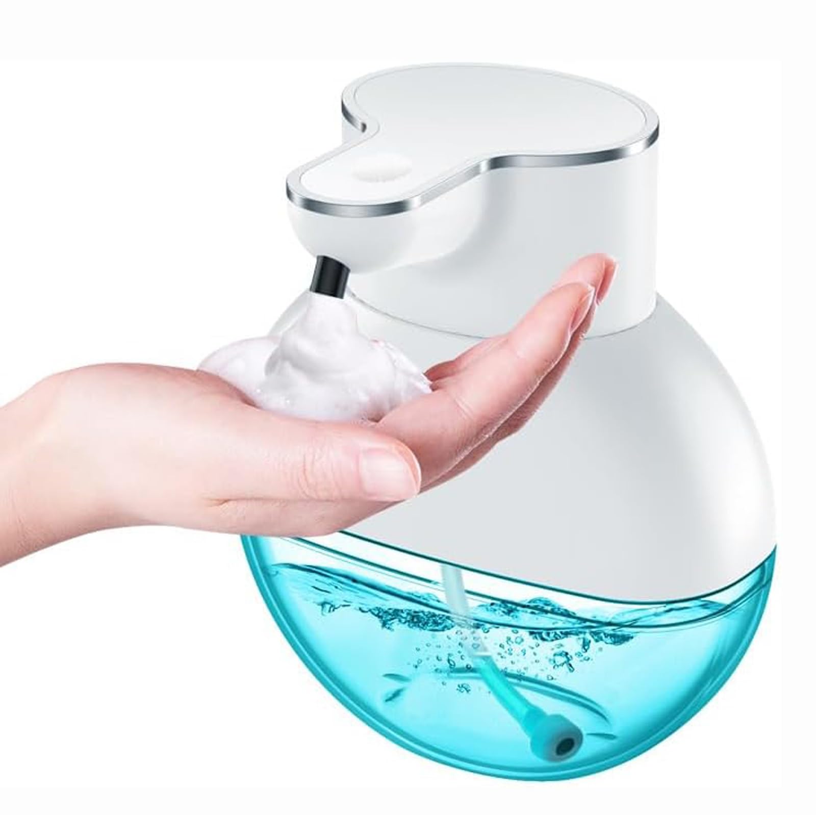 Dispensador automático de jabón con sensor automático, dispensador de desinfectante de manos sin contacto, botella de capacidad de 400 ml, modelo de espuma, capacidad visible