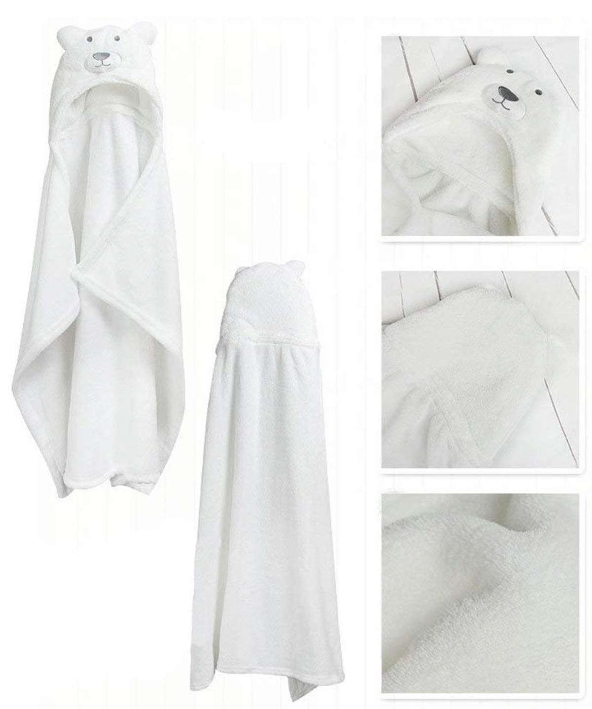 BRANDONN All in 1 Ultrasoft Luxury Hooded Funny Caps Wrapper/Baby Bath Towel/Baby Blanket"),1 Count,White - Image 2 thumbnail