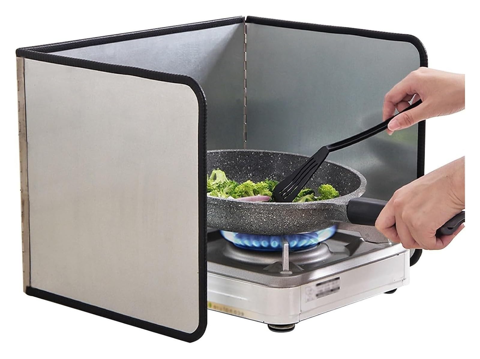 NIUSABOU FoldableOil Splatter Screens, Stove Stainless Steel Splatter Guard, Foldable, Silver, Multiple Sizes(30cmx29cmx38.5cm)