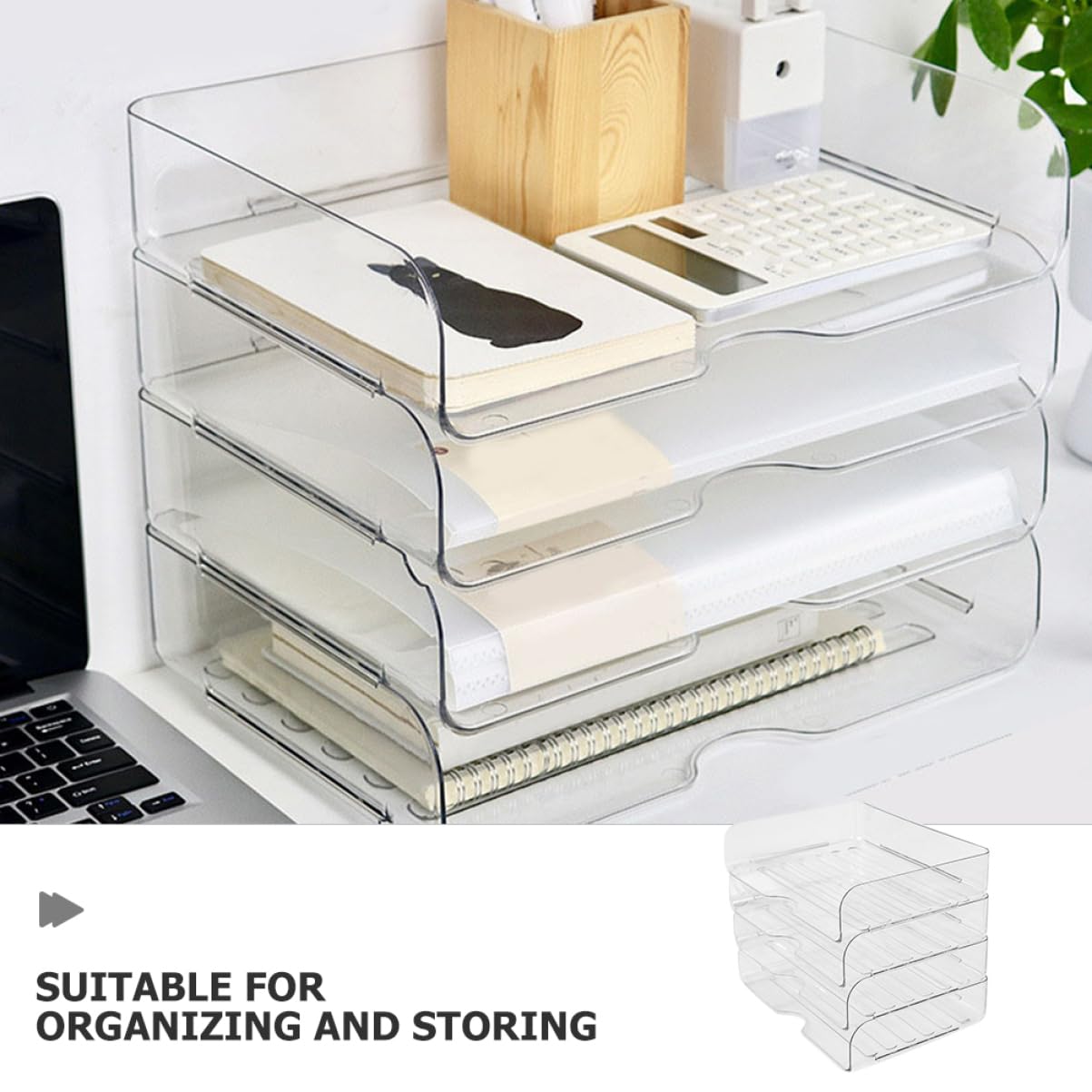 NUOBESTY 4stücke Teilige Stapelbare Papierablagen Schreibtischablagen Für Büro Papier-organizer Stapelbare Ablagen Schreibtisch-papierablage Aktenständer Büro-organizer Ablage Für