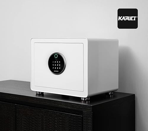 Miniatura 7 de KAPUCI Caja de seguridad biométrica con diseño minimalista moderno de pantalla táctil, 1.28 pies cúbicos de apertura automática con contraseña