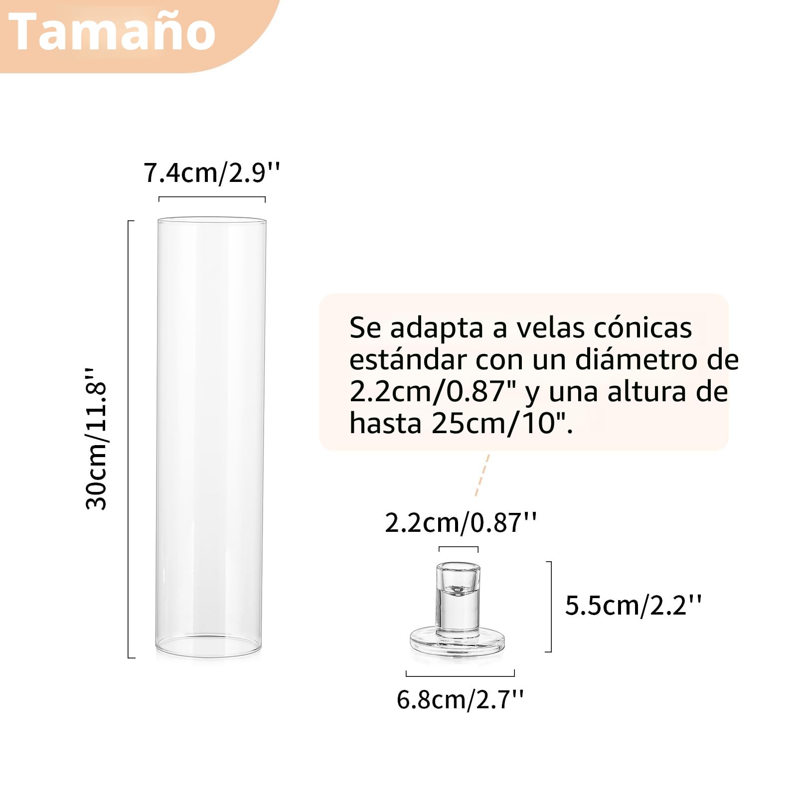 NUPTIO Huracán de Vidrio Titular de La Vela: 6 Piezas Portavelas para Velas de Candelabro, Portavelas Cilindro Alto Sin Fondo para Fiesta de Boda, Centro de Mesa, Decoración de Comedor