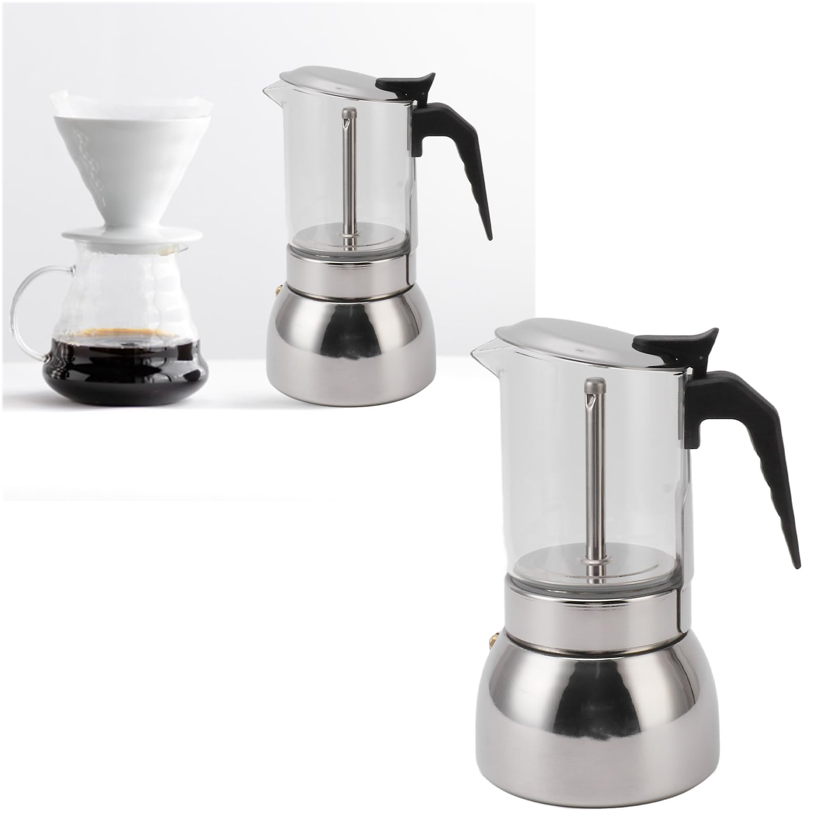 POENVFPO Caffettiera in Acciaio Inossidabile, Resistente Alle Alte (450ML)