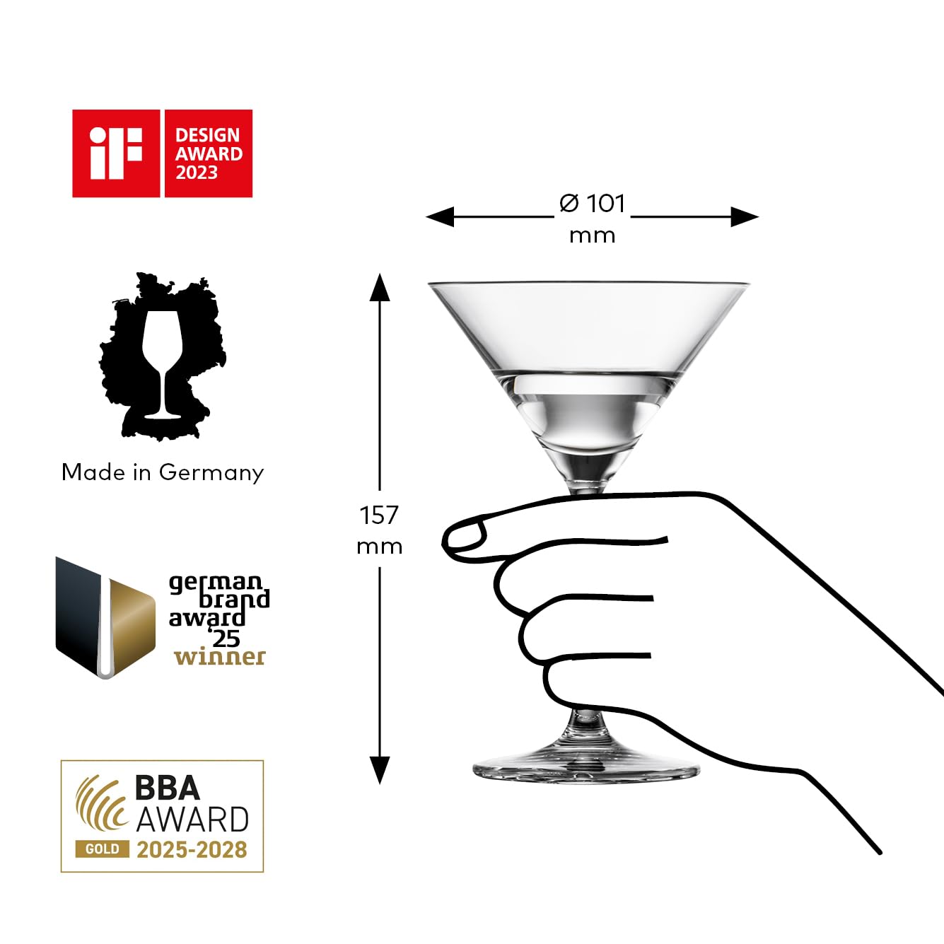 Zwiesel Glas Martiniglas Echo (4-er Set), moderne Martini Gläser mit besonderem Bodenmuster, spülmaschinenfeste Tritan-Kristallgläser, Made in Germany (Art-Nr. 123383)