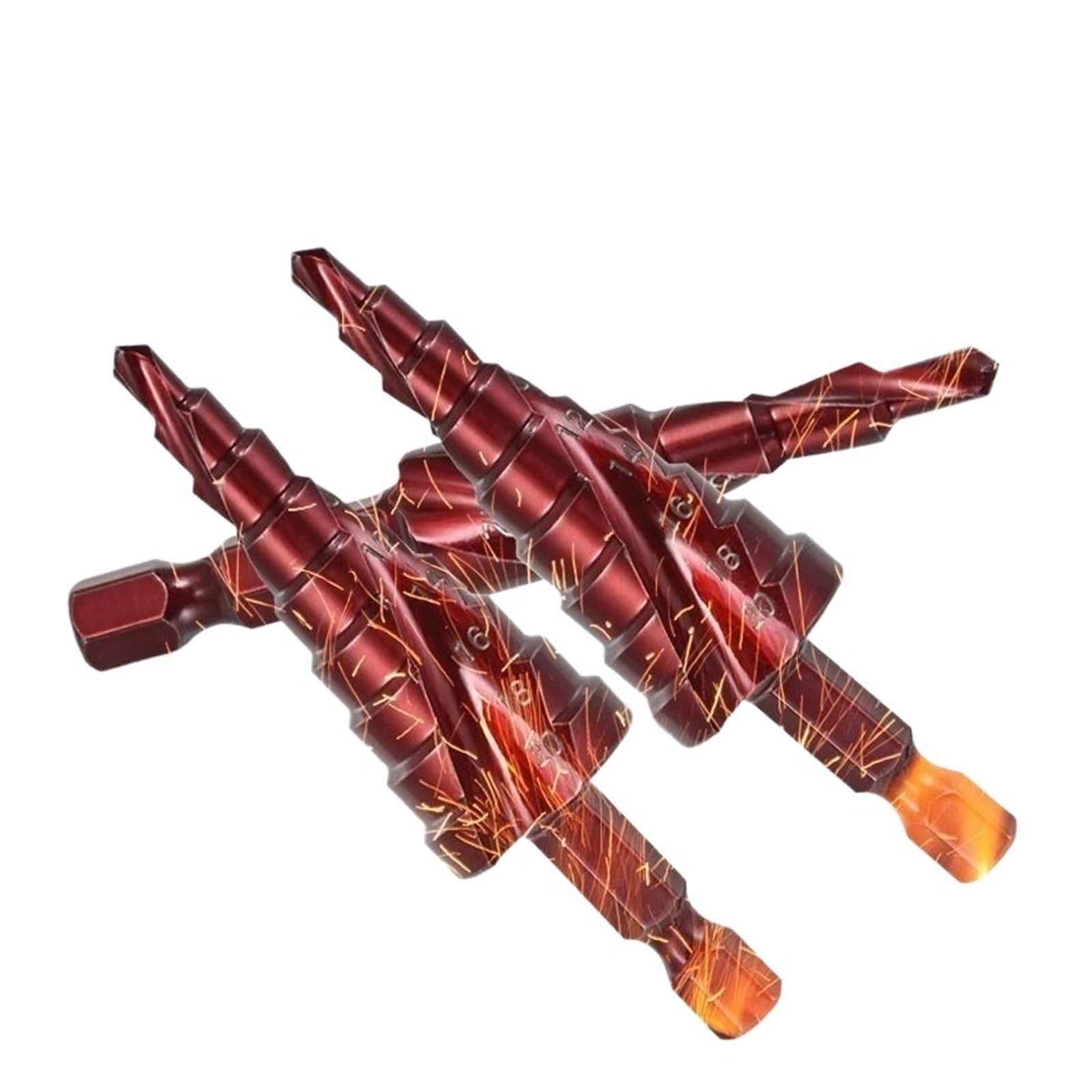 Juego de brocas escalonadas con flauta espiral titanio cobalto M35 | Herramienta de perforación de metal multiusos con vástago hexagonal de 4-32 mm
