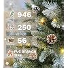 DWVO Prelit Christmas Tree 6ft with 56 Pine Cones & White Pine Needle, Atificial Tree with 250 LED Lights, Full Green Xmaxs Trees with 946 Metal Hinged Branch Tips & Stand Remote Controlled