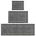 mDesign Microfiber Soft Polyester Bathroom Rugs for Indoor Bath, Tub, Shower Floor Water Absorbent, Machine Washable, Non-Slip Rectangular Bath Carpets Mats, Hydra Collection, 3 Pieces, Charcoal Gray