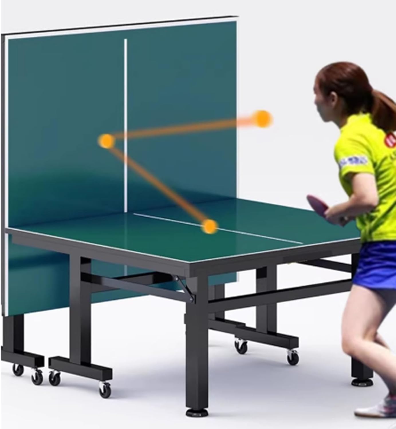 Competition Level Ping Pong Table, Thick Playing Surface Foldable Table Tennis Table with Net & Post for Official Games