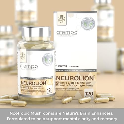 Miniatura 6 de Suplemento de hongo melena de león para la función cerebral, el sistema inmunológico y la claridad mental, con melena de león orgánica, Reishi y