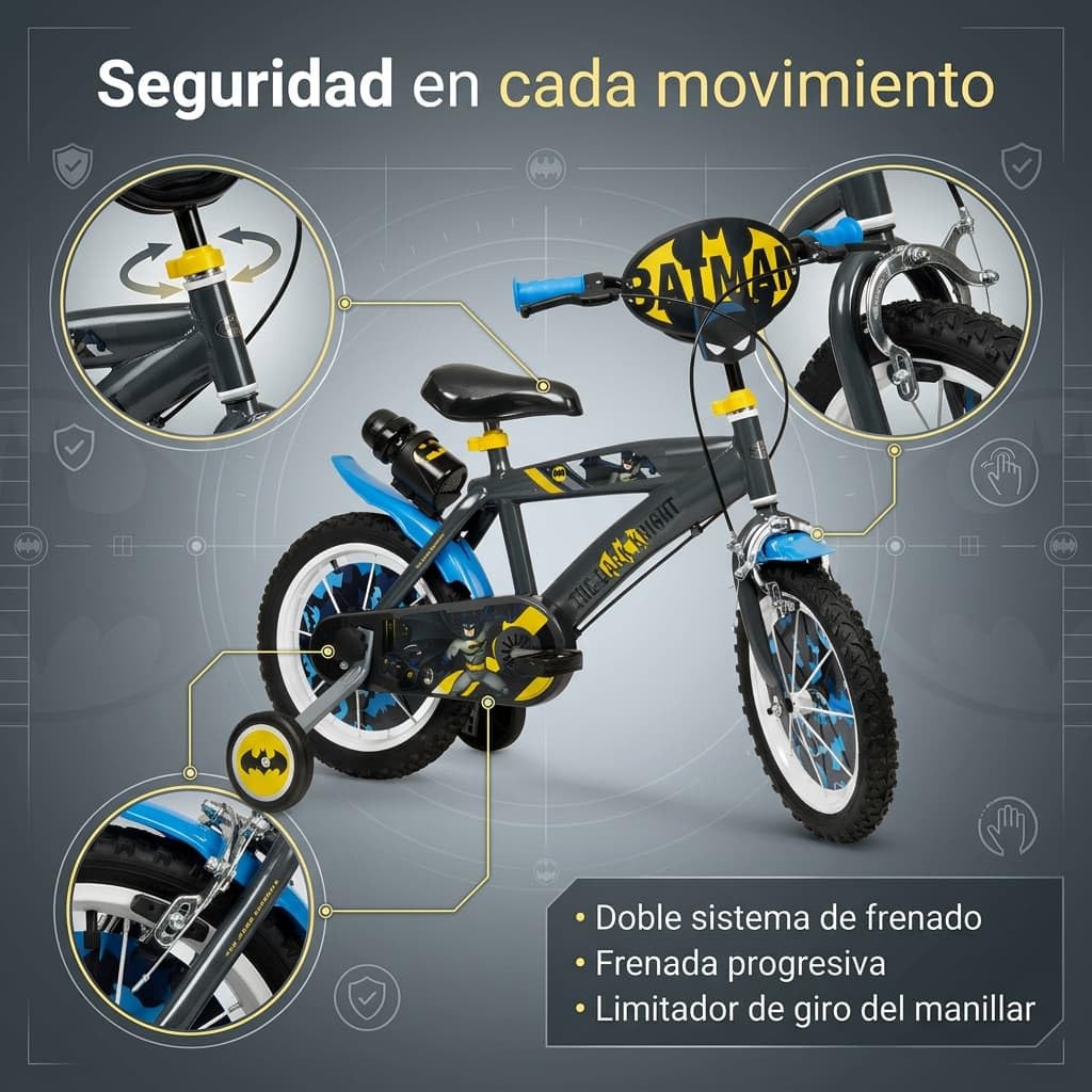 TOIMSA Bicicleta 14" Batman 4/6 Ños, Multicolor, 14913