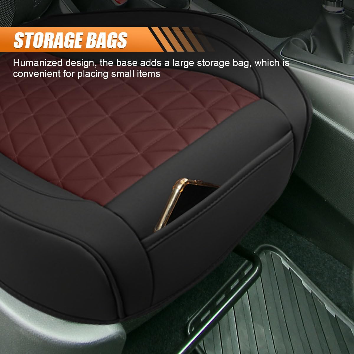Luxury Faux Leather Car Seat Cover, Car Seats Cushion,Black&Red image 4