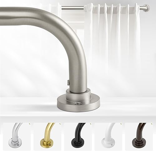 Barras de cortina envolventes de níquel cepillado, resistentes para ventanas de 66 a 120 pulgadas, barra de cortina larga opaca ajustable de 1