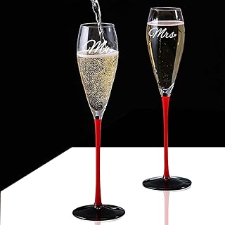 Mr and Mrs champagne glasses Wedding Champagne Flutes Glass Bridal Shower Gift Bride and Groom Gifts Engagement Gift Toasting Glasses for Valentines Day Set of 2