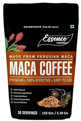 Essence Nutrition Maca Coffee For Men in Sexual Health - (150Gm) - Imported Maca Coffee with Tongkat Ali & Ginseng - Lab