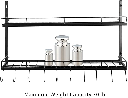 Miniatura 2 de Gdrasuya10 Estante para ollas de pared, organizador de ollas y sartenes de 2 niveles para organización y almacenamiento de cocina, estante colgante