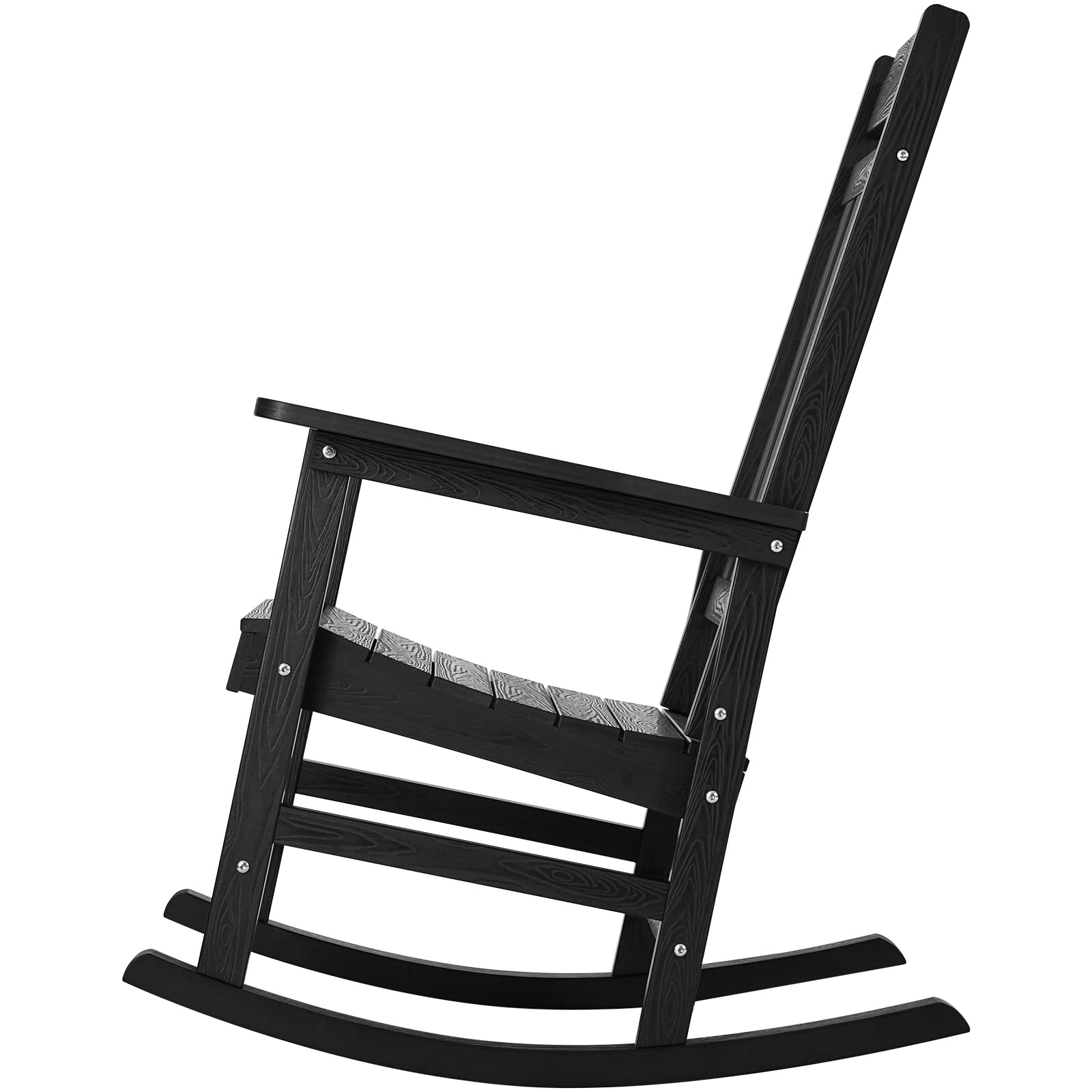 VEVOR Mecedora de Porche Hips de 87 x 71 x 110 cm para Exteriores, Mecedora al Aire Libre con Respaldo Alto, Reposabrazos Suaves, Capacidad de Peso de 181,44 kg para Jardín, Balcón, Porche, Negro