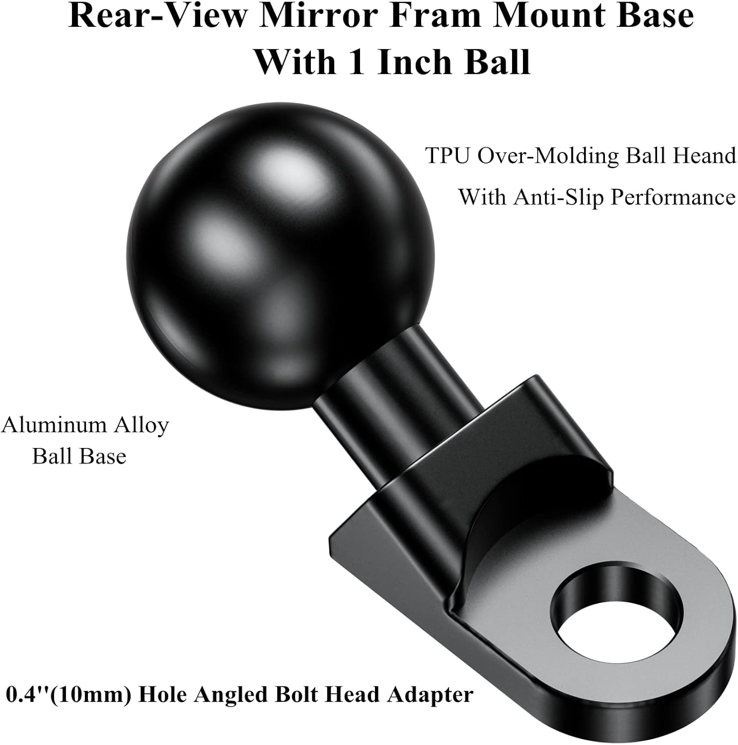 brcovan aluminum alloy mount base with 1 tpu ball 10mm mounting hole angled bolt head adapter ball base compatible with ram mounts b size 1 inch ba