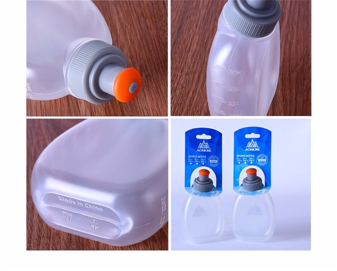 AONIJIE - Cintura regolabile da uomo e donna, con 2 bottiglie d'acqua da 170 ml (Nero + +2 Bottiglie D'acqua Da 170 Ml)