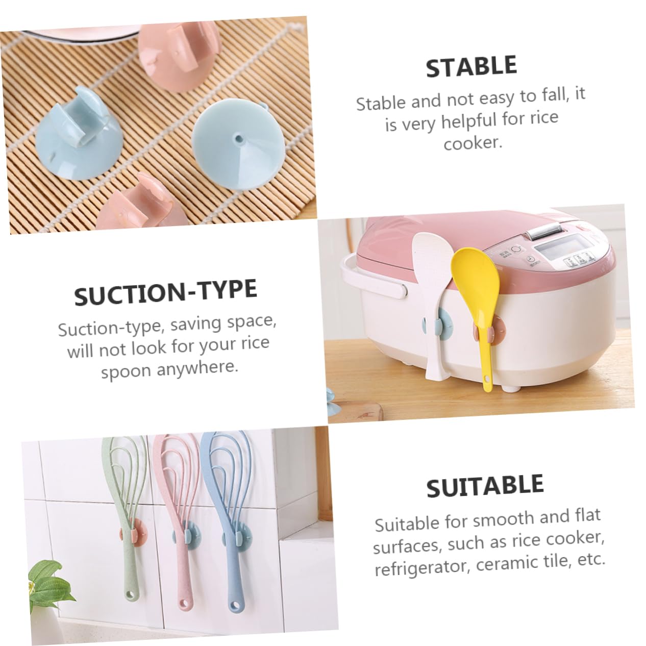 VINTORKY 4pcs Storage Rack Serving Spoon Holder Hanger Rice Spatula Holder Stove Organizer Shelf Rice Spoon Suction Rack Spoon Rest Kitchen Rice Spoon Paddle 3 Paddles Stand Blue