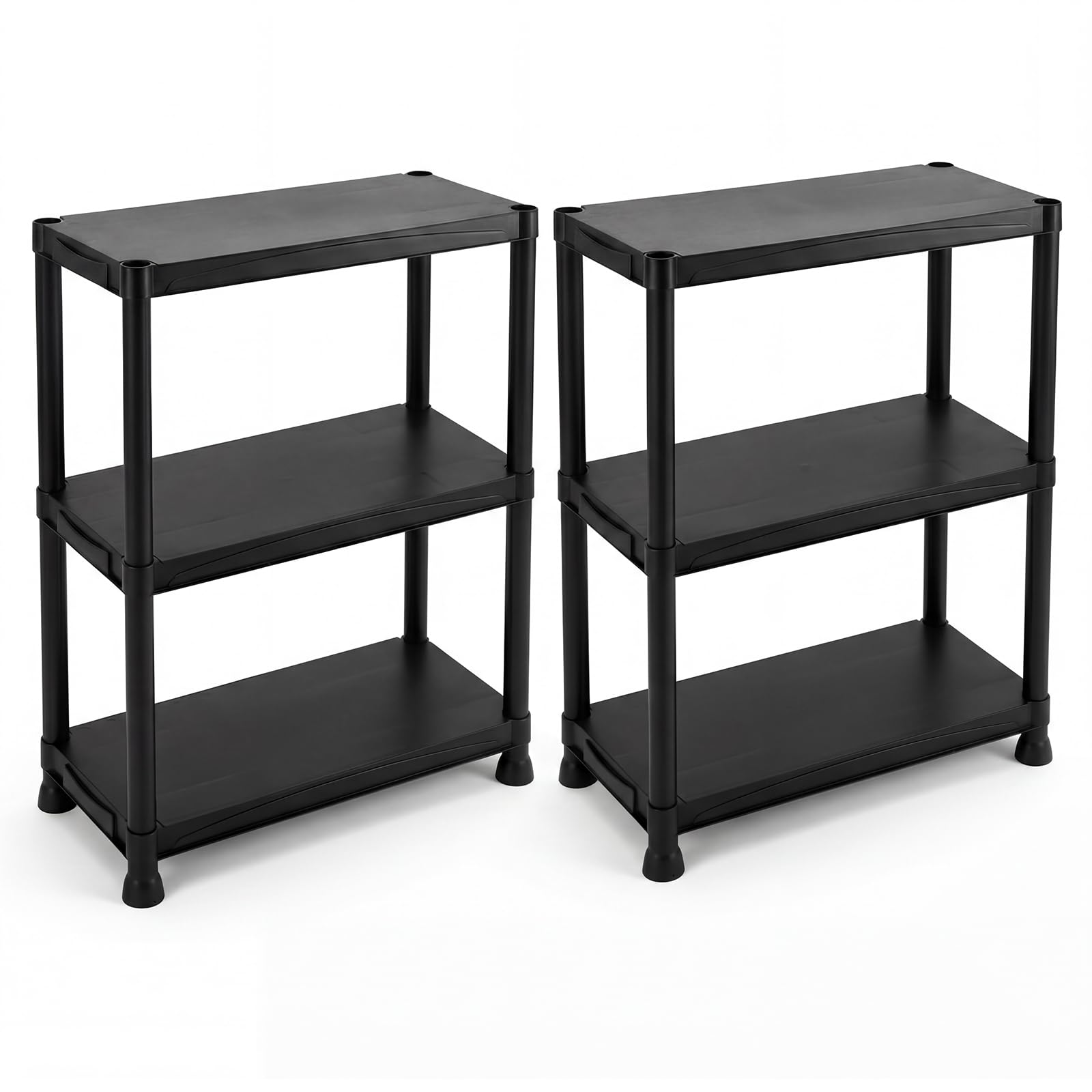 Panana 2 Pack Plastic Racking 3 Tier Plastic Shelving Unit Garden Greenhouse Freestanding Shelving Plant Stand Shelf Unit Garage Storage
