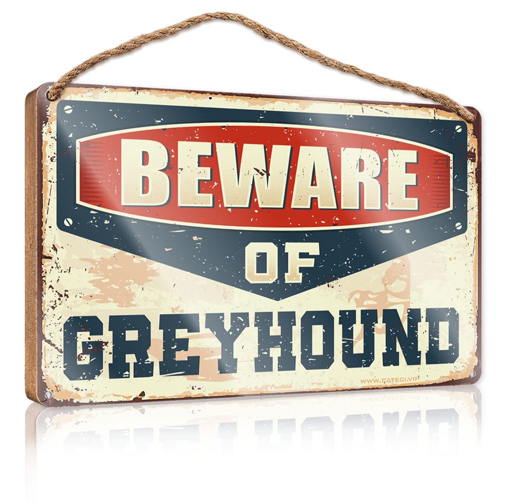 YYHLEH Front Sign Beware Of Greyhound Wooden Sign(15X28CM)