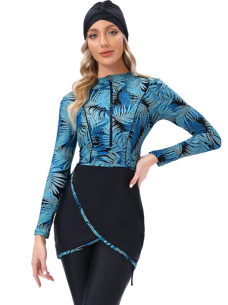 Maillot de Bain 3 pièces pour Femme Musulmane, Couverture complète, Hijab Burkini Modeste