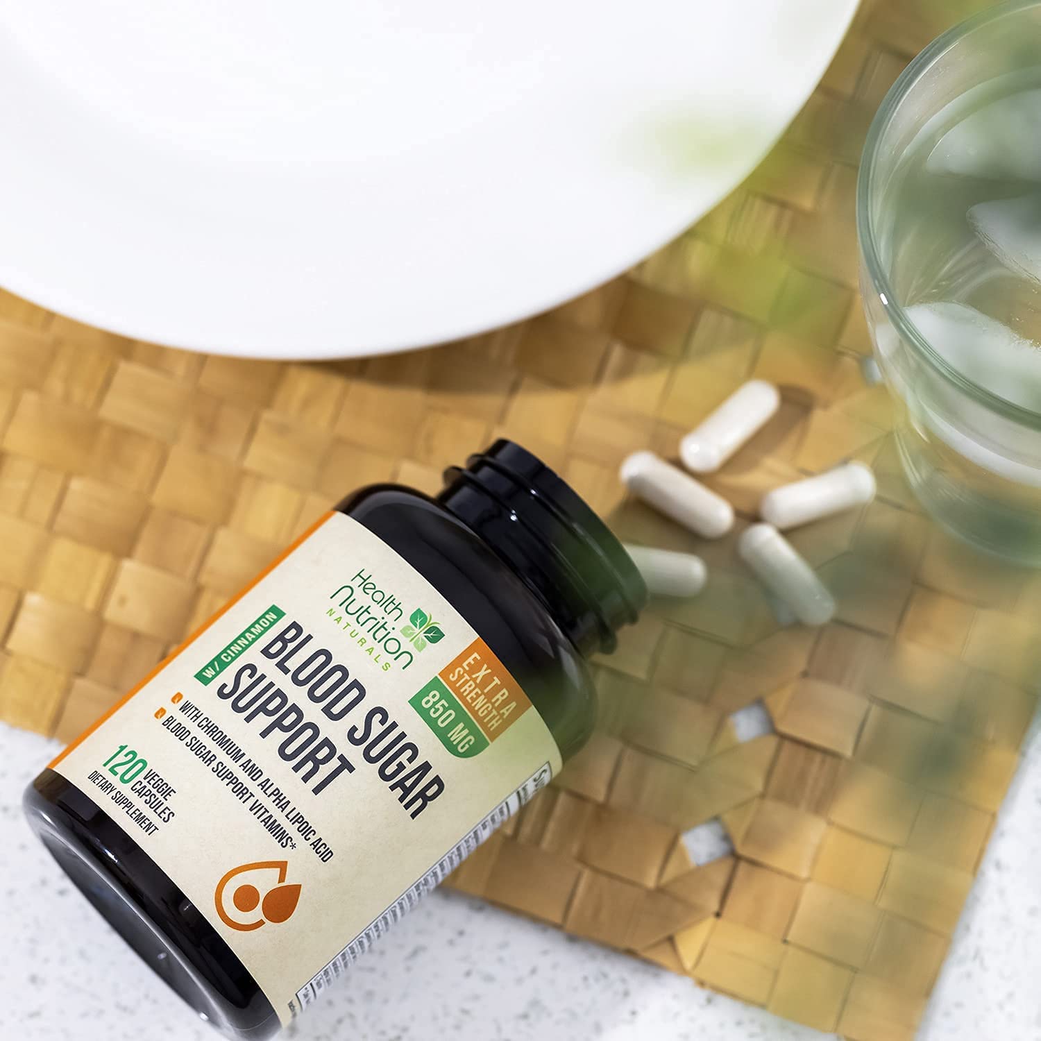 Blood Sugar Support Supplement Extra Strength 850mg 20 Herbs & Vitamin Blend with Cinnamon