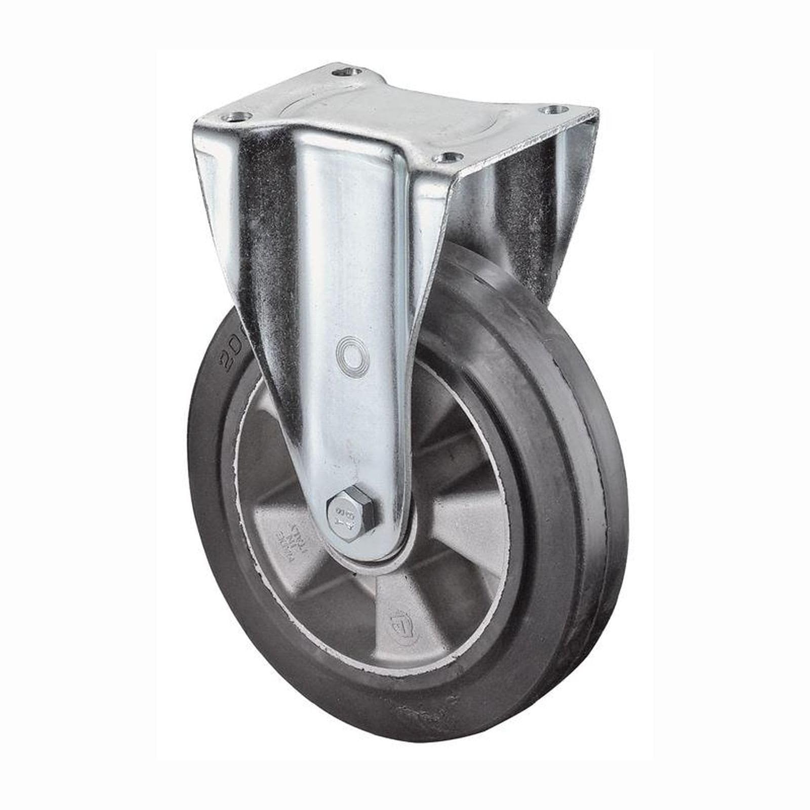 Schwerlast-Bockrolle D.250mm Trgf.550kg Gum.138mm 110mm BS ROLLEN