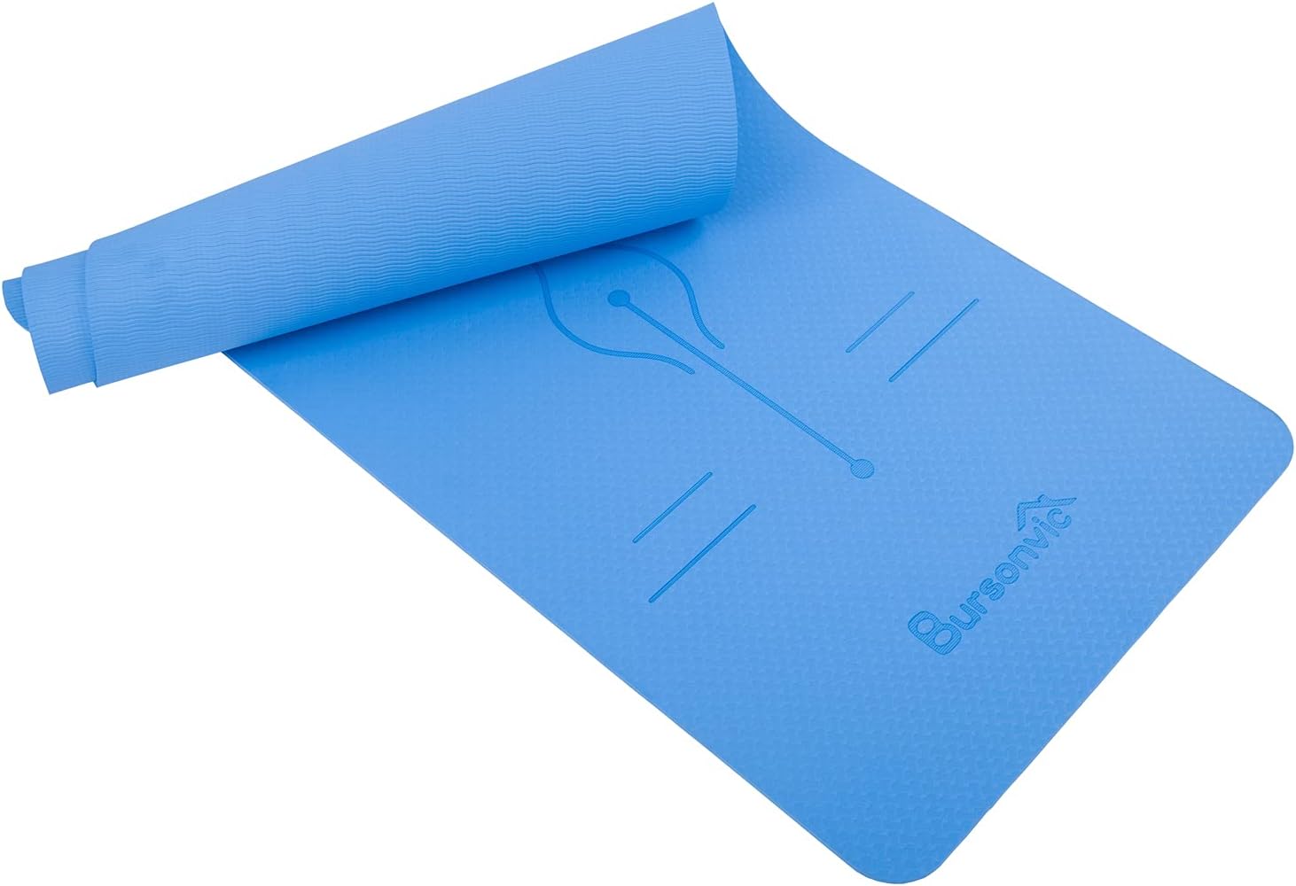 Bursonvic Non Slip Exercise Yoga Mat with Alignment Lines