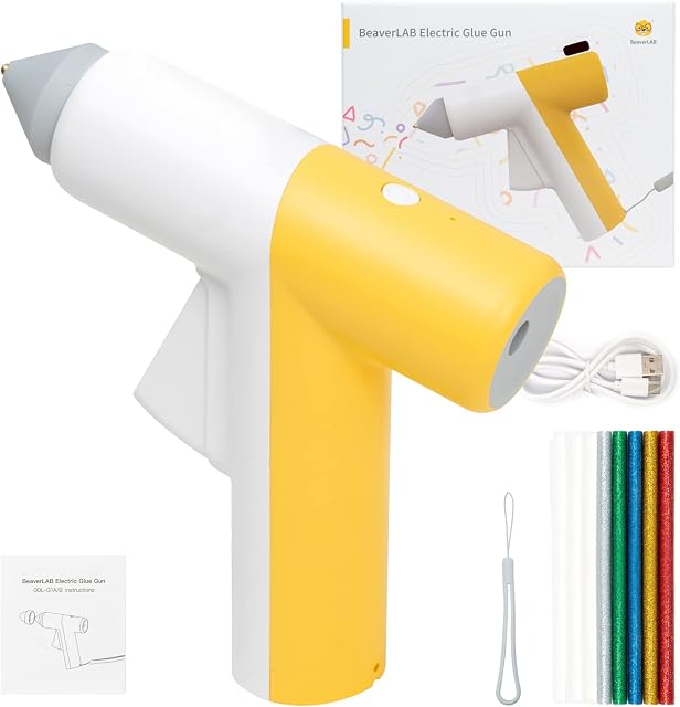 Cordless Hot Glue Gun, Fast Preheating Glue Gun Kit with 8 Pcs Glue Gun Sticks, Smart-Power-Off Hot Melt Glue Gun for DIY Projects, Arts, Crafts, Quick Repairs and Home Decoration