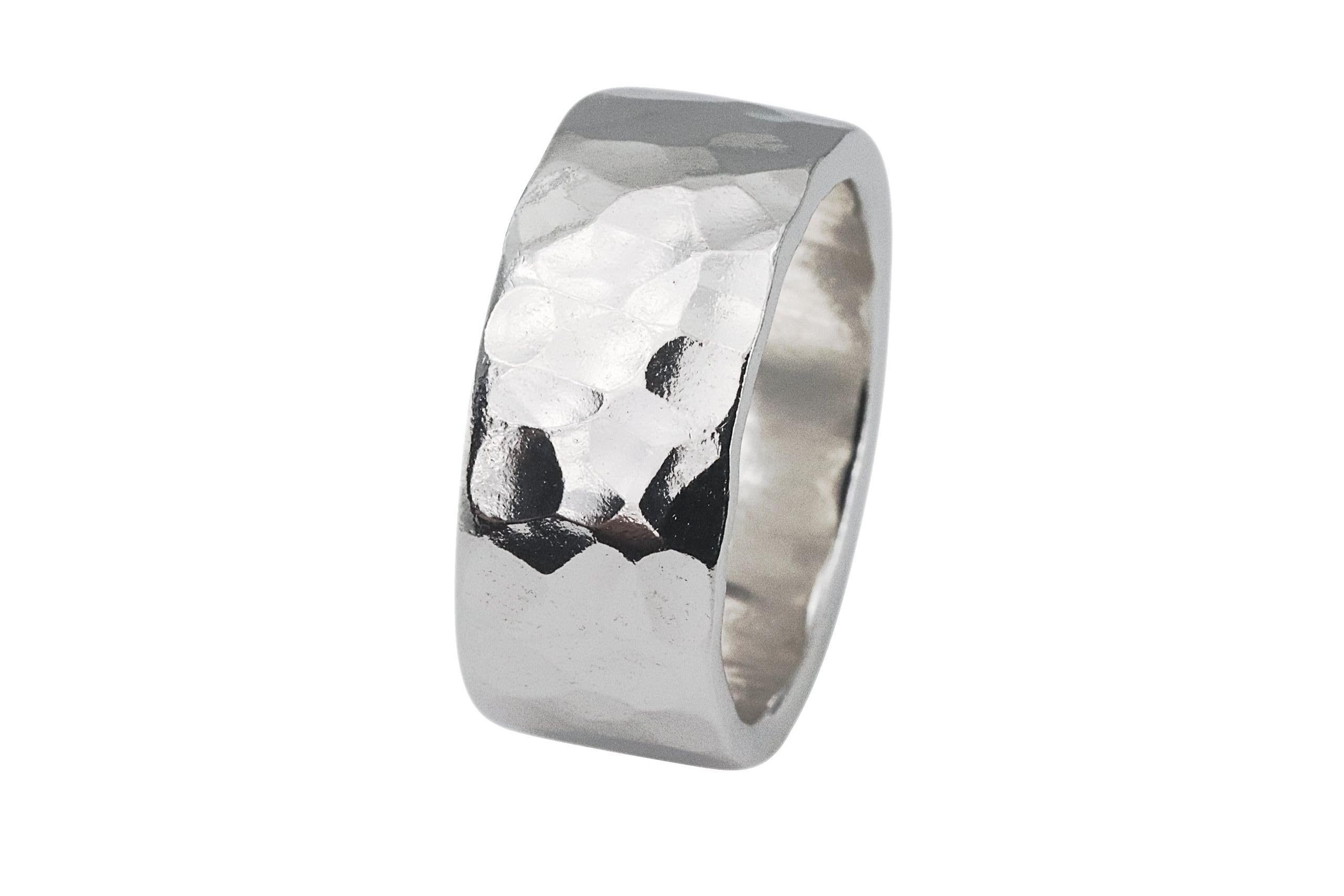 SILBERMOOS XL XXL Ring Damenring Herrenring Partnerring Ehering Schmiedering Bandring gehämmert breit massiv Sterling Silber 925 Größe 64, 66, 68, 70, 72, 74