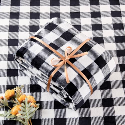 Image of BEDELITE Fleece Sheets Queen Size Bed Set, Luxury Black and White Plaid Winter Bedding Set, Super Soft & Warm Fuzzy Flannel-Like Sheets 4 Piece(Include Fitted Sheet, Flat Sheet, 2 Pillowcases)