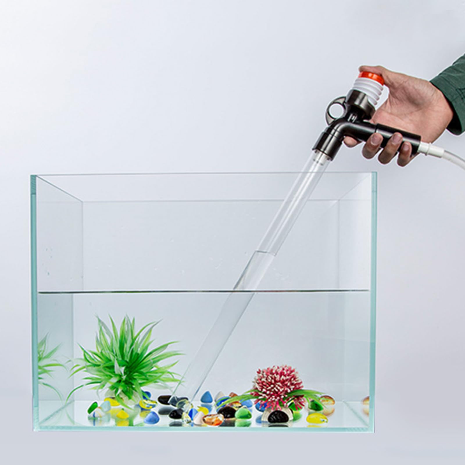 PJDDP 5 in 1 Aquarium Gravel Cleaner Fish Tank Kit Long Nozzle Water Changer for Water Changing and Filter Gravel Cleaning with Air-Pressing Button and Adjustable Water Flow Controller
