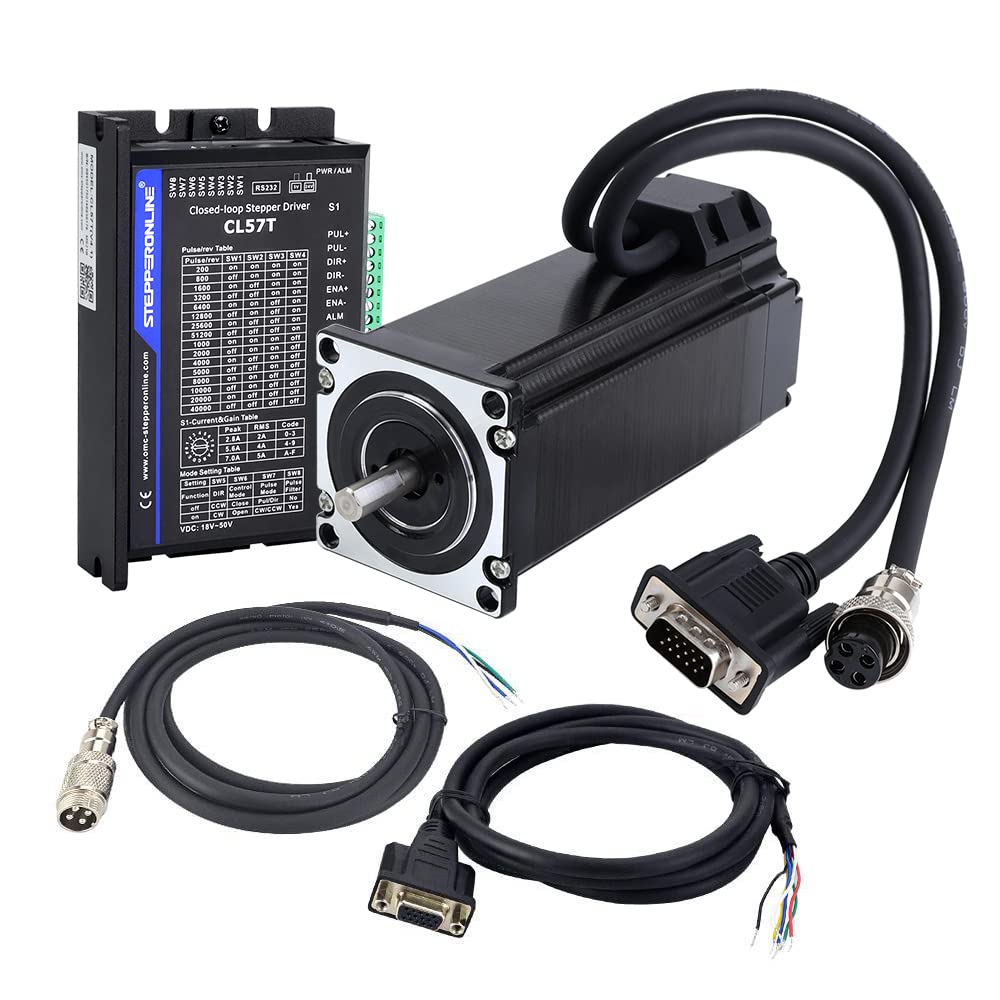 Stepperonline Kit di motore passo-passo 1 asse Closed Loop 3,0 Nm 1000PPR Nema 23 e motore passo-passo CL57T-V41 0-8,0 A 24-48 VDC per macchina per incisione CNC