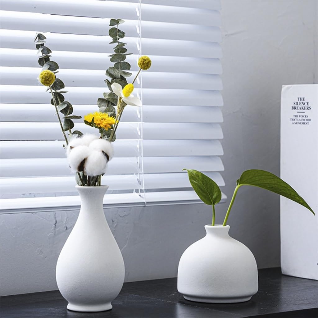TOWINE Flower Vase Ceramic Vase Creative Flower Vase Arrangement Vase Dry Vase Living Room Decoration Desktop Decoration Indoor Vase (Color : White b, Size : One Size)