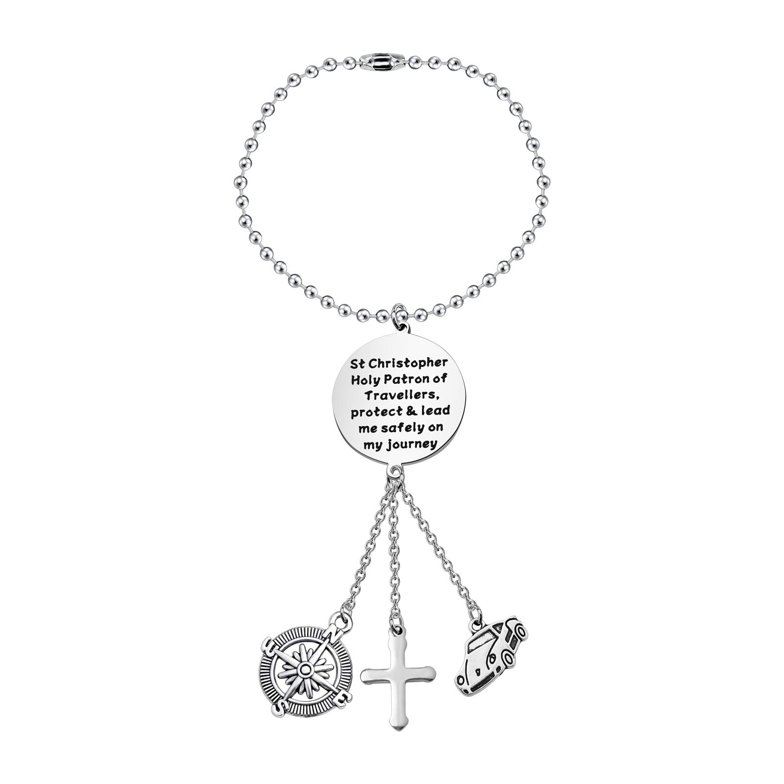 bobauna St Christopher Traveller Car Charm Mirror Accessories Ornaments Car Interior Rearview Mirror Pendant Car Interior Decoration for Driver Traveller