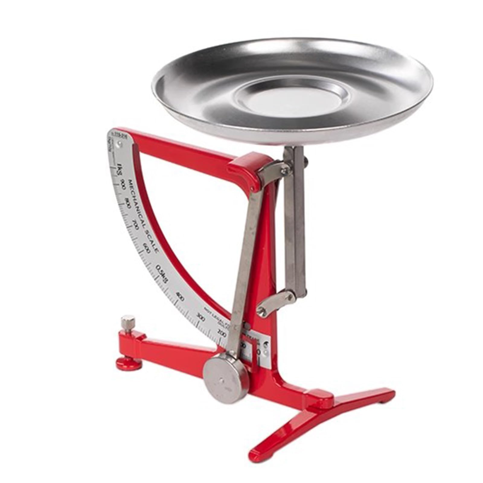 Échelle de Cuisine mécanique 1 kg - Équilibre métallique Robuste avec Pendule en Acier Inoxydable et Plateau en Aluminium, sans Batterie, pour la Nourriture, Les laboratoires et l'électronique Red
